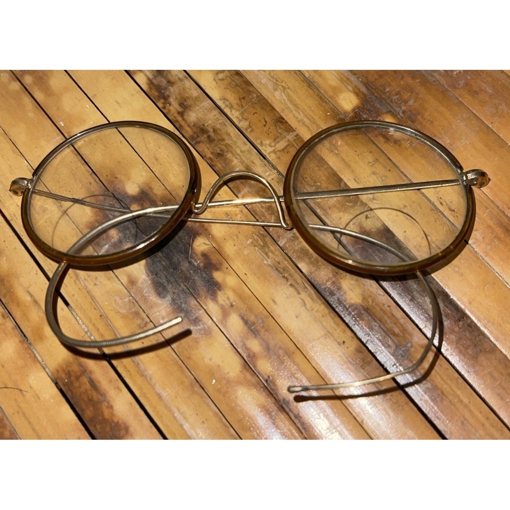 Antique Shuron Torty Celluloid Rim Eyeglasses Round Windsor Frames‎